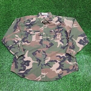 Vintage Winchester Woodland Camo Button Shirt XL 26x31 Baggy